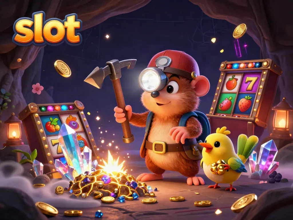 Spin the slot reels with colorful elements and characters in a vibrant casino illustration.