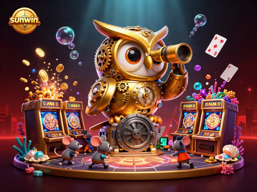 Engage in dynamic gameplay at sunwin. with a vibrant 3D scene filled with whimsical casino elements.