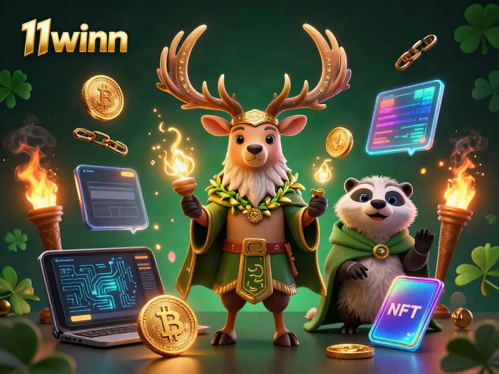 Join the excitement at 11winn with dynamic gaming featuring intricate characters and cryptocurrency elements.