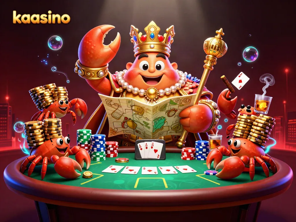 Kaasino offers an exhilarating gaming experience with a golden crab emperor presiding over poker action.