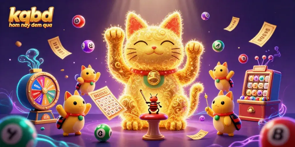 Experience thrilling gaming with kqbd hom nay dem qua's golden cat and vibrant lottery elements.