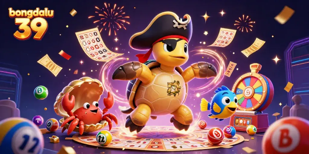 Experience the excitement of bongdalu 39 with a vibrant scene of colorful lottery elements, casting luck in a playful underwater adventure.