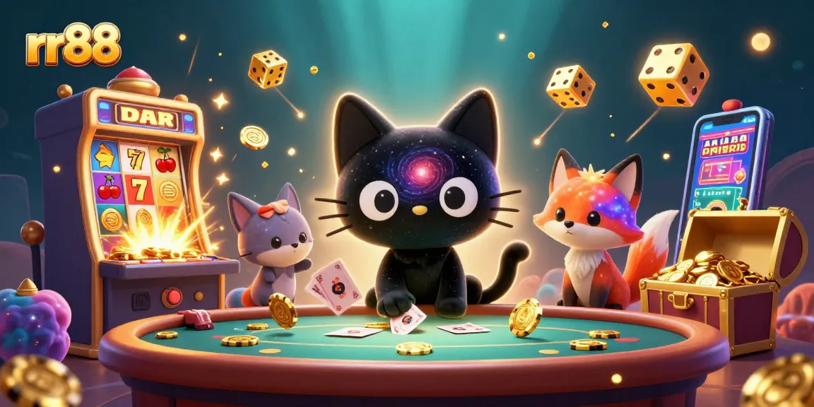 Engage withrr88's thrilling slots in a vibrant cosmic casino scene.