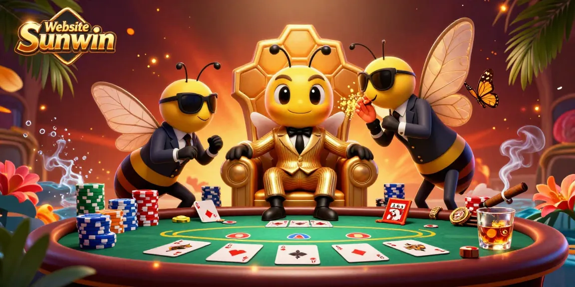 Experience the thrill of the Website Sunwin poker scene with cartoon characters and vibrant casino elements.