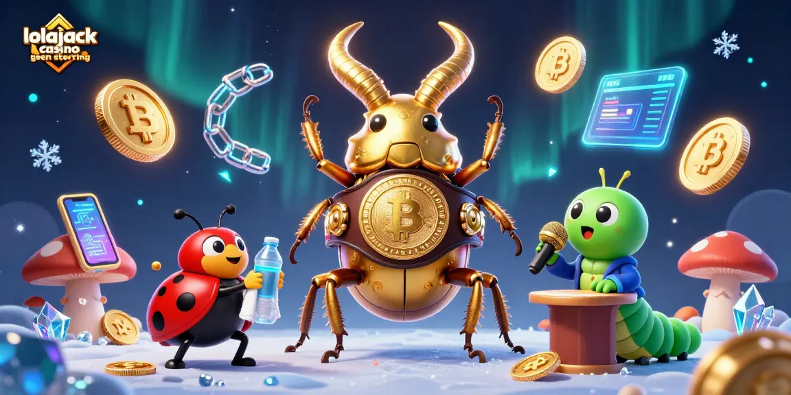 Experience exhilarating action at lolajack casino geen storting with a vibrant 3D illustration of a championship showdown and crypto elements.